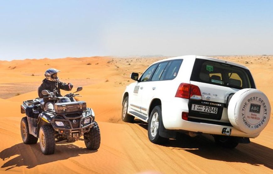 Dubai Desert Safari Dune Bashing, 60min ATV Quad, Camel Ride, BBQ