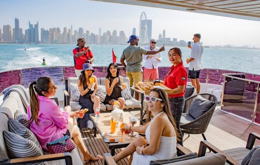 Dubai Harbour Super Yacht Experience with Live station & Drinks