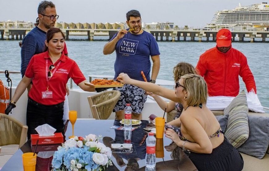 Dubai Harbour Super Yacht Experience with Live station & Drinks