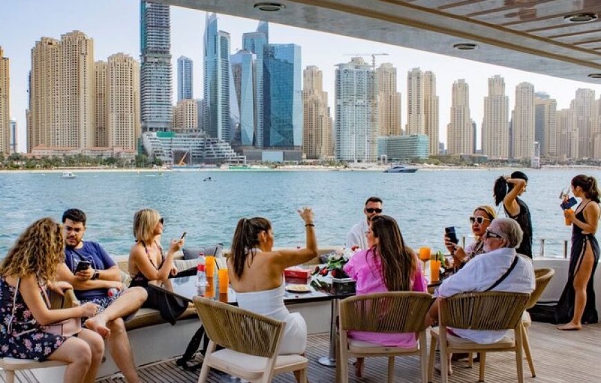 Dubai Harbour Super Yacht Experience with Live station & Drinks