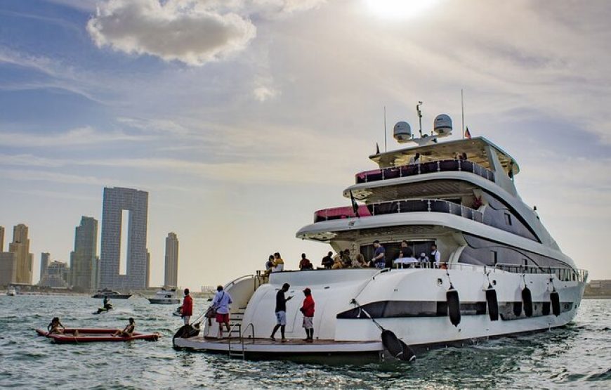 Dubai Harbour Super Yacht Experience with Live station & Drinks