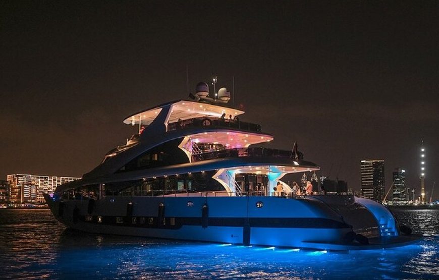 Dubai Harbour Super Yacht Experience with Live station & Drinks